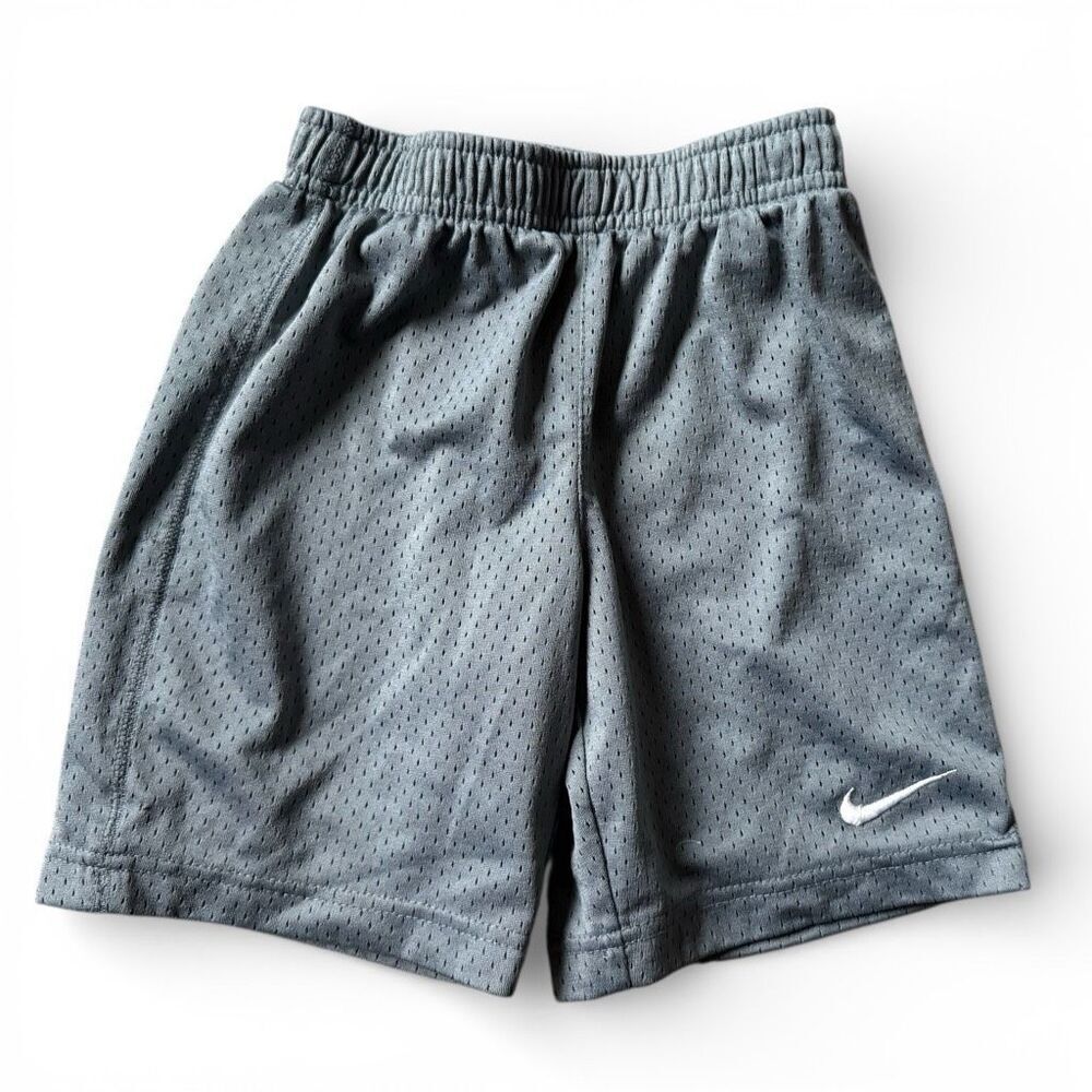 Youth Boys Nike Dri-Fit Mini Swoosh Logo Gray Mesh Athletic Shorts - Sz 5
